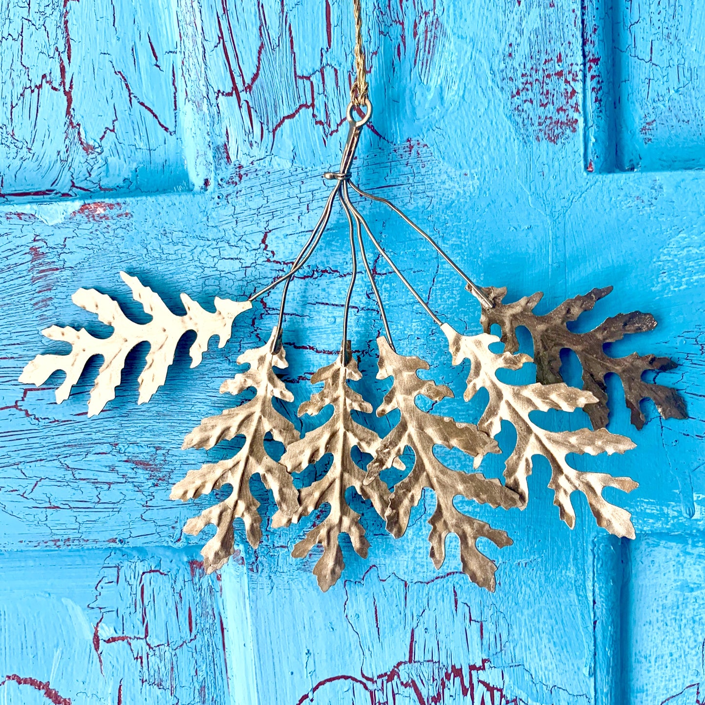 Hanging Golden Oak Leaf Decoration