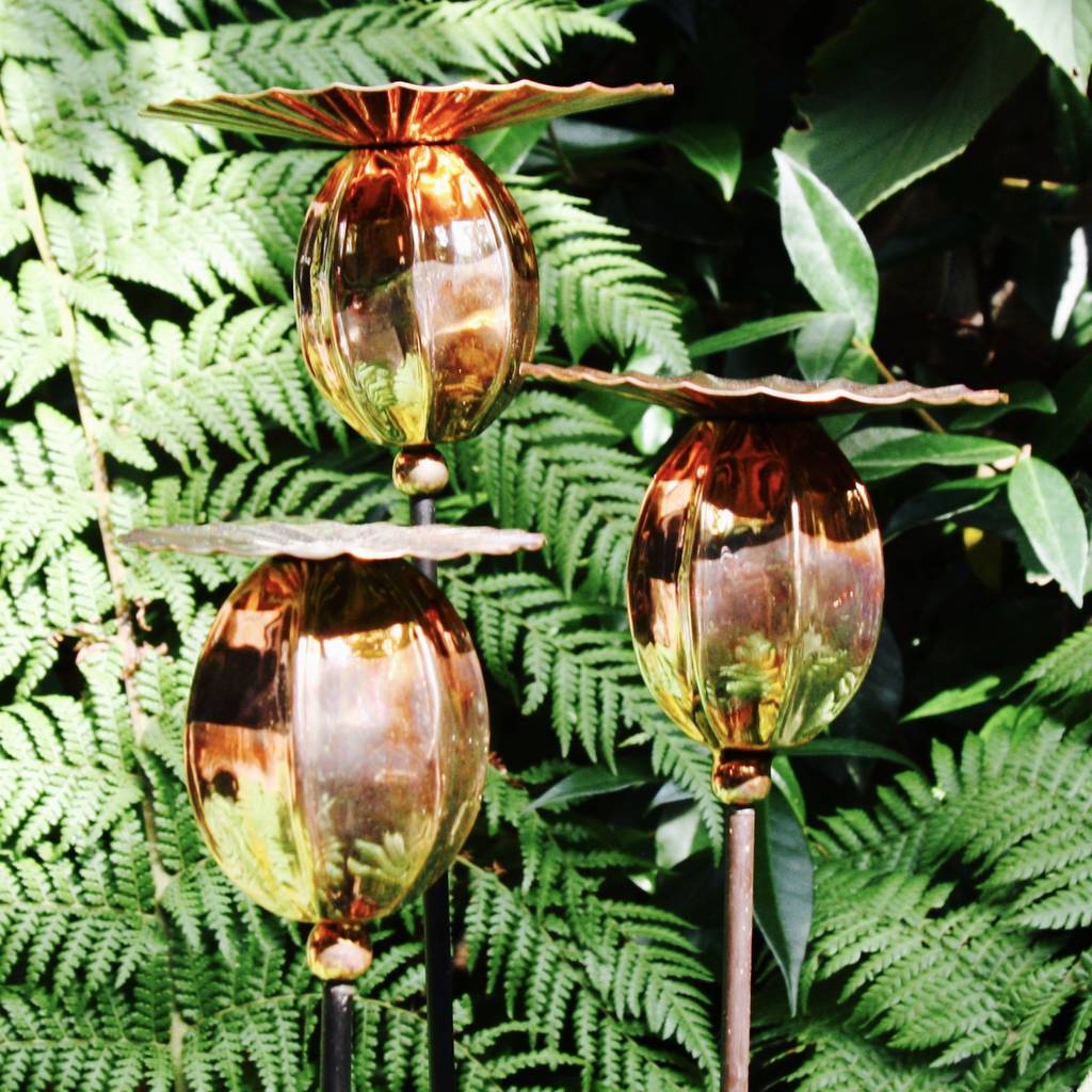 Copper Poppy Seedhead Stakes