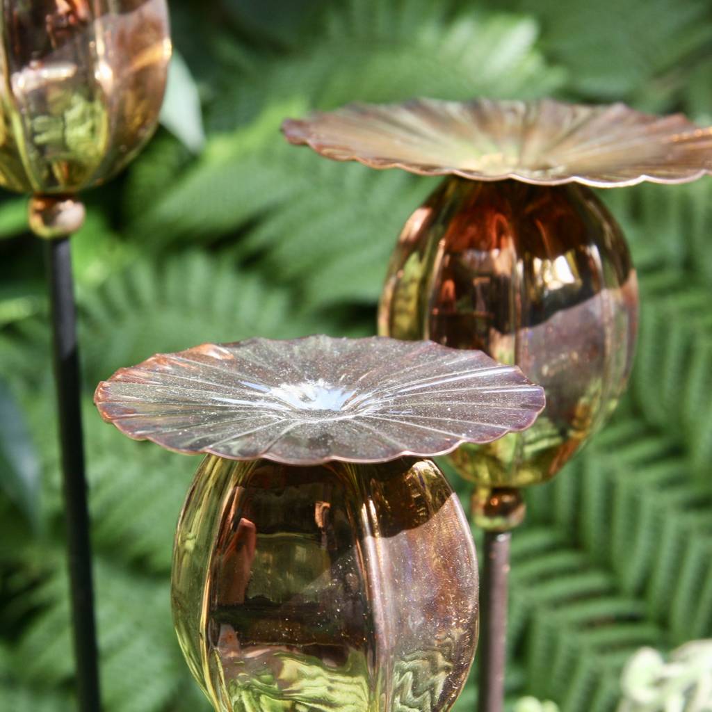 Copper Poppy Seedhead Stakes