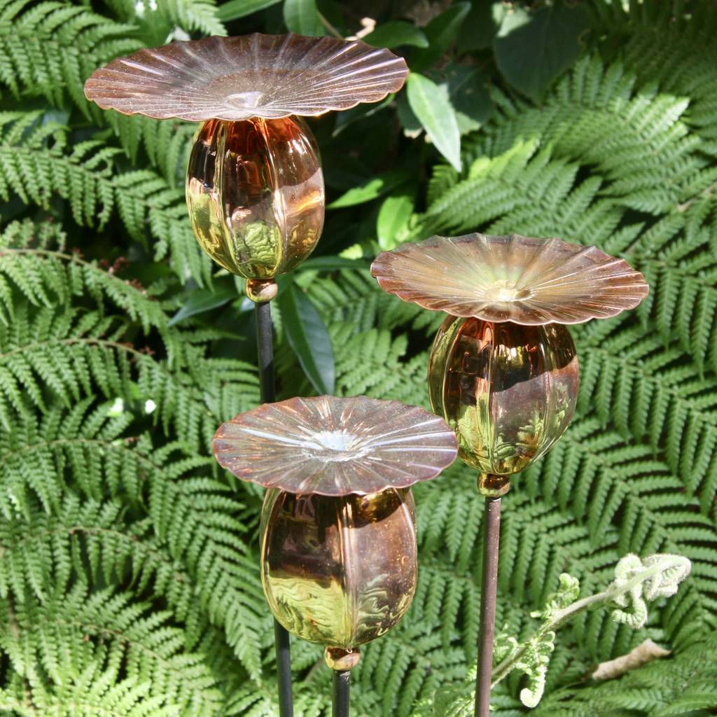 Copper Poppy Seedhead Stakes
