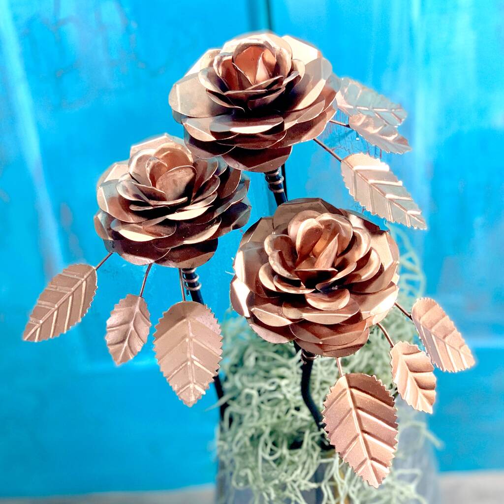 Set/3 Copper Roses