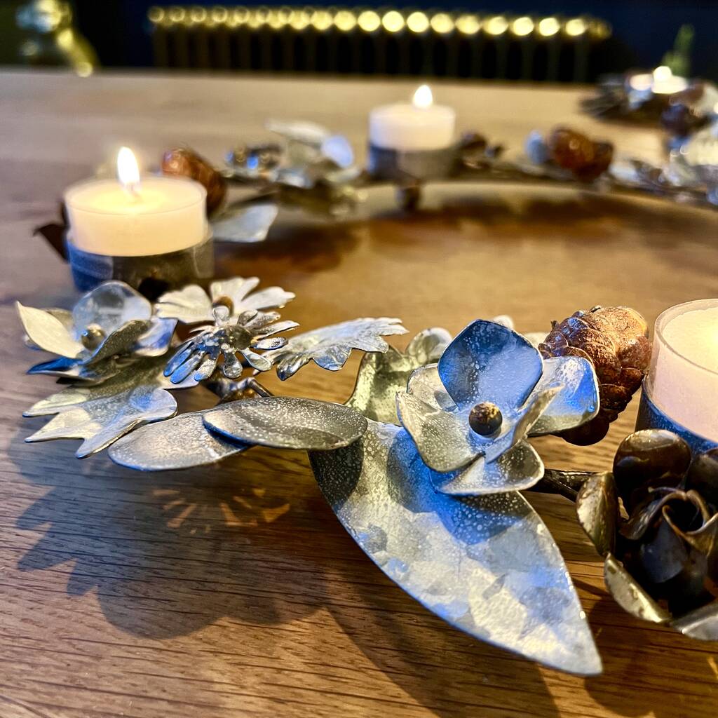 Botanical Zinc Candle Holder