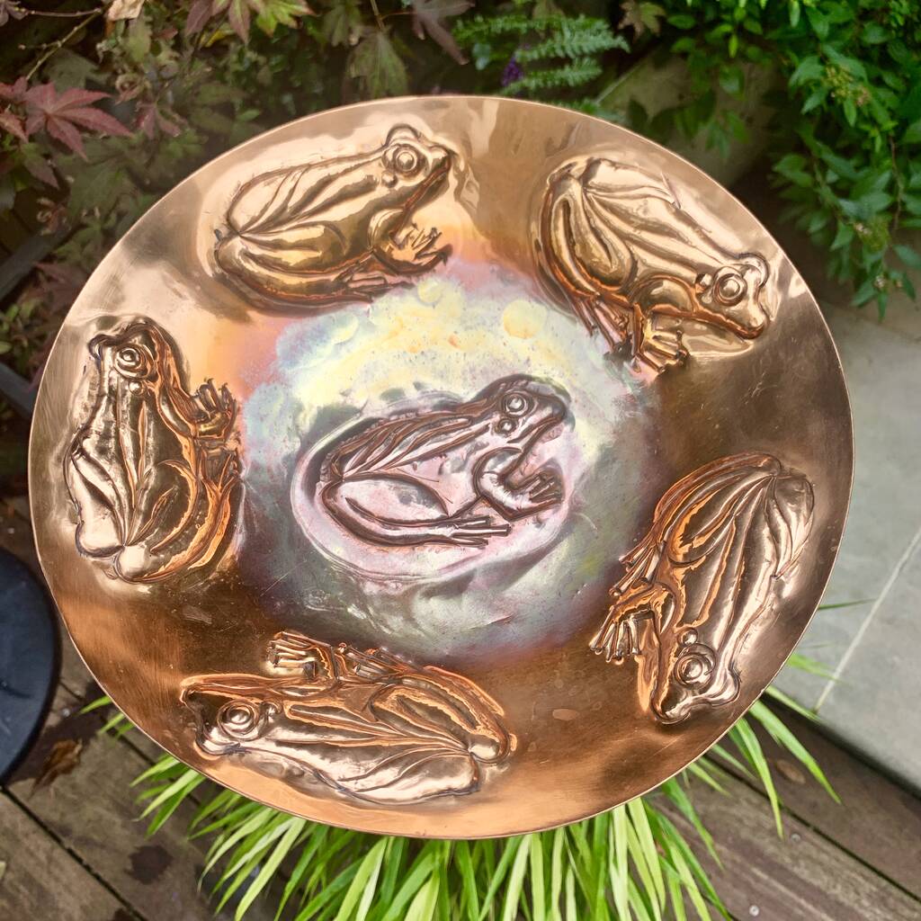 Copper Frog garden sculpture