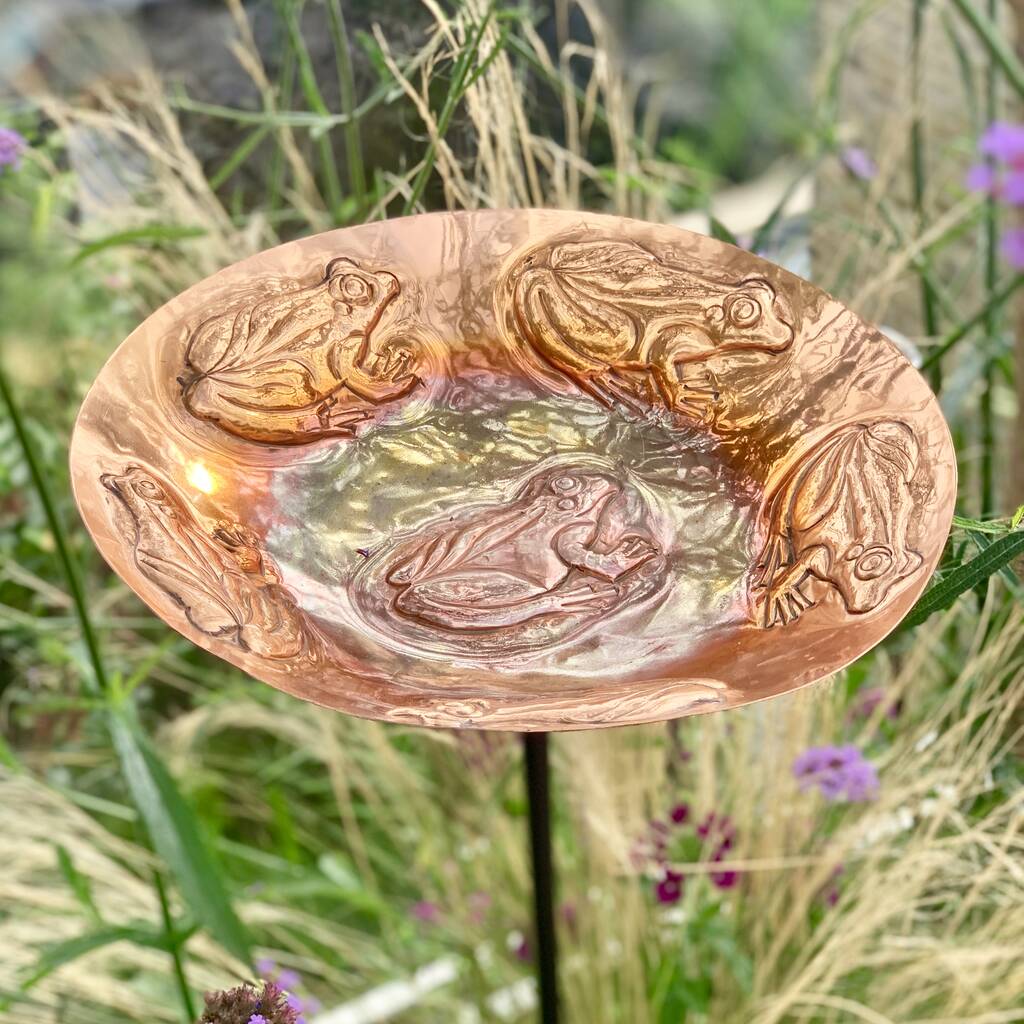Copper Frog garden sculpture