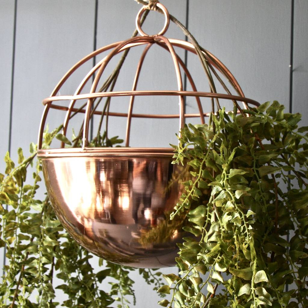 Copper Globe Hanging Planter