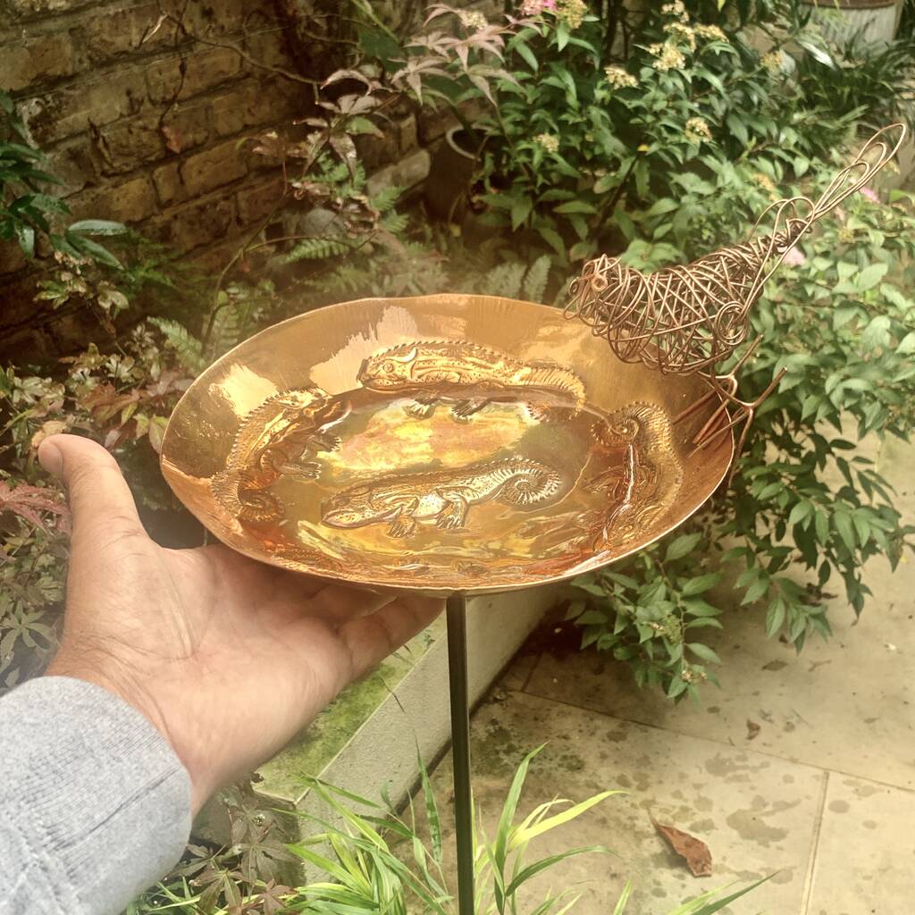 Copper Iguana garden sculpture