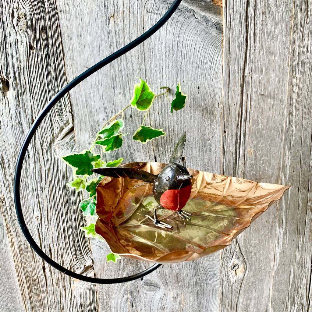 Copper Leaf Hanging Birdbath