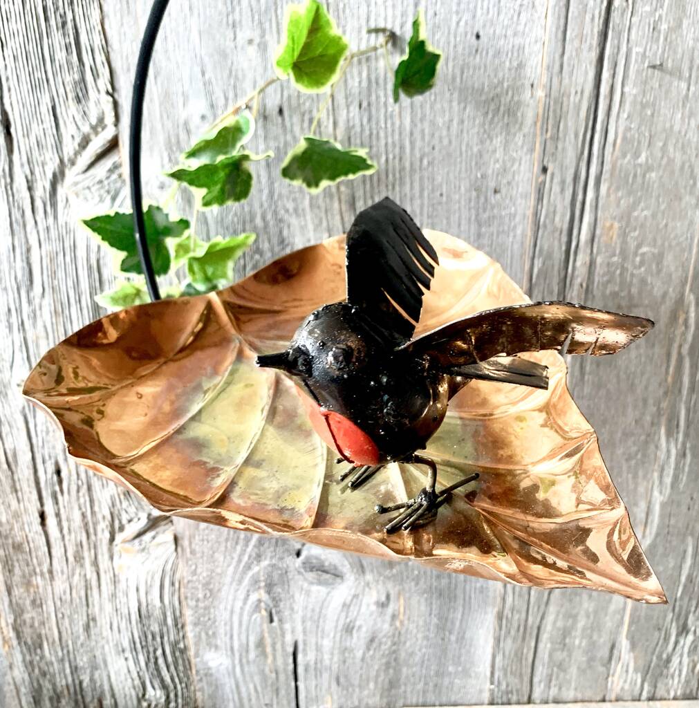 Copper Leaf Hanging Birdbath