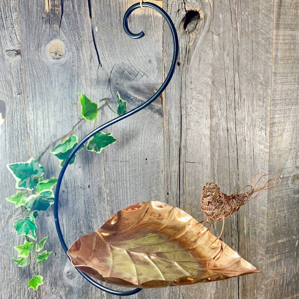 Copper Leaf Hanging Birdbath