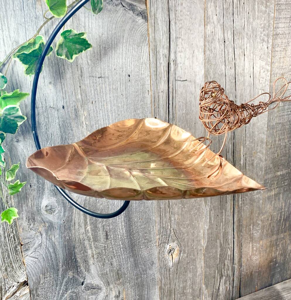Copper Leaf Hanging Birdbath