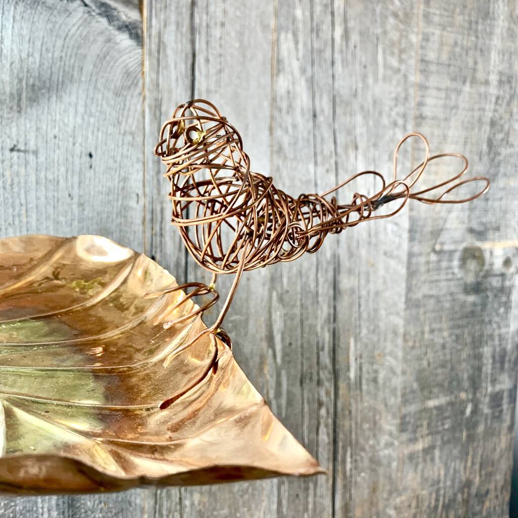 Copper Leaf Hanging Birdbath