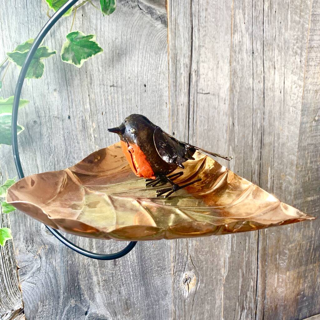 Copper Leaf Hanging Birdbath