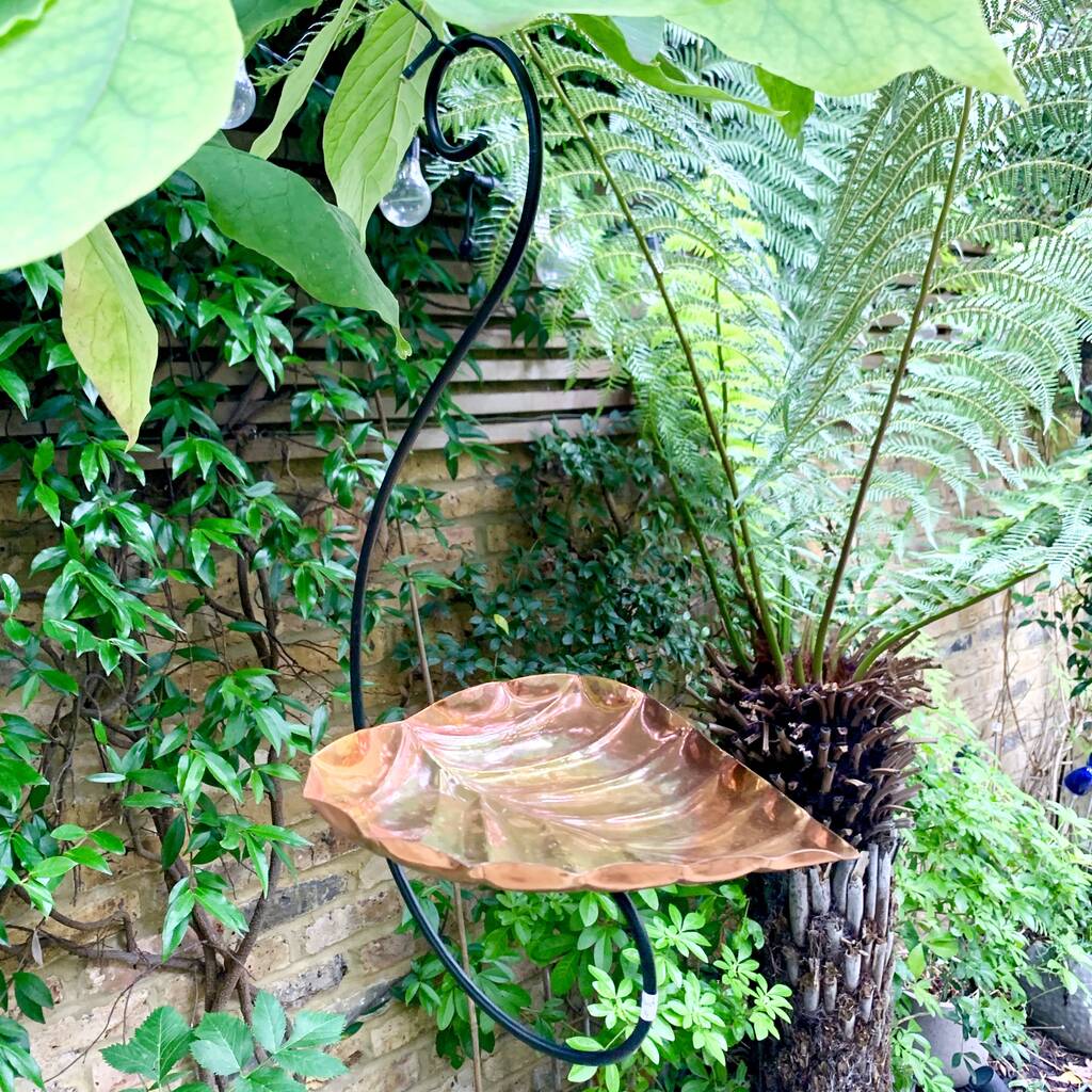 Copper Leaf Hanging Birdbath