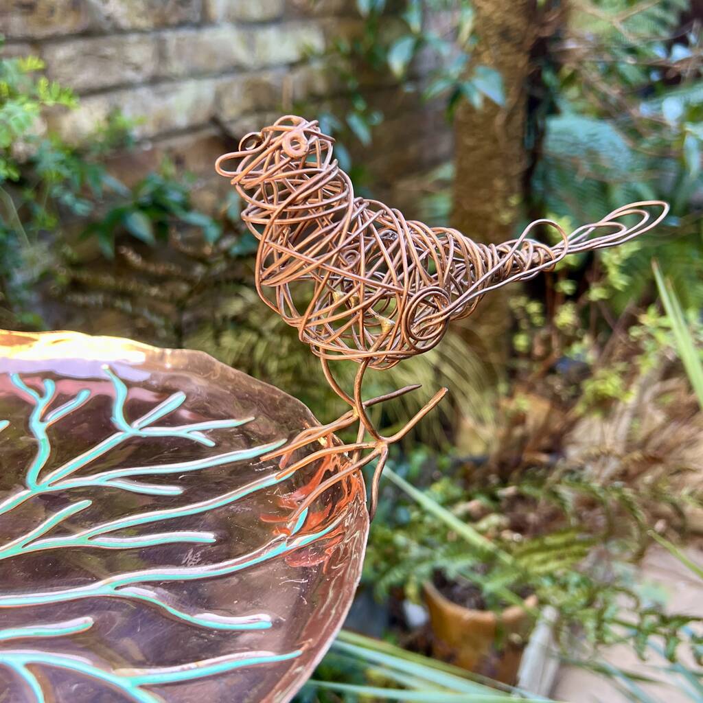 Copper lily pad bird bath with pole