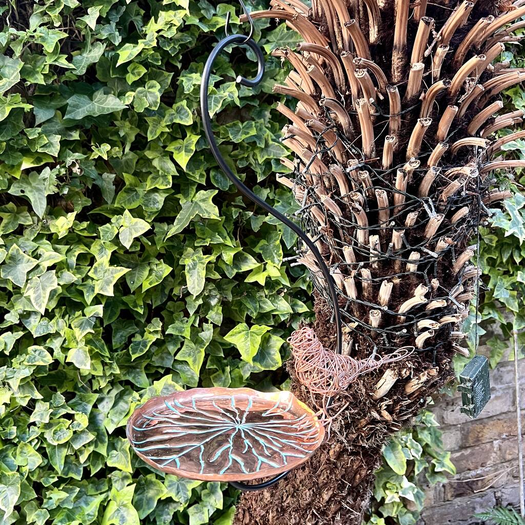 Copper lily pad hanging bird bath