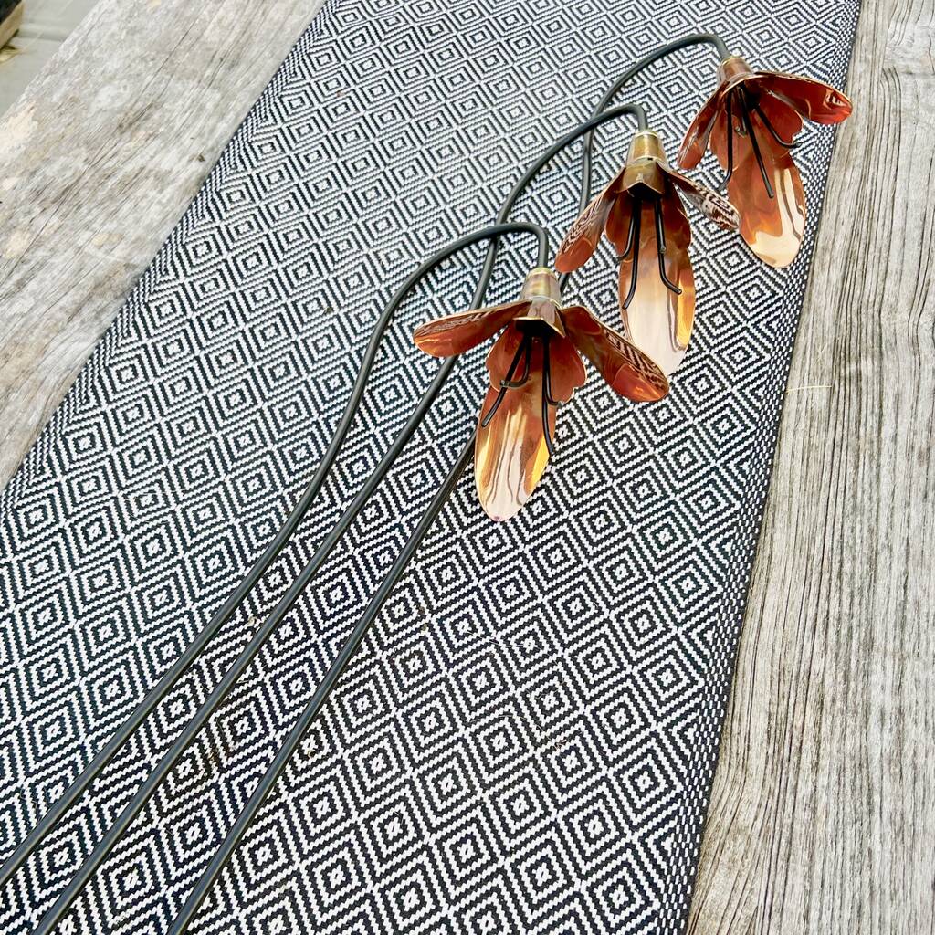 Set Of Three Copper Snowdrop Garden Sculptures
