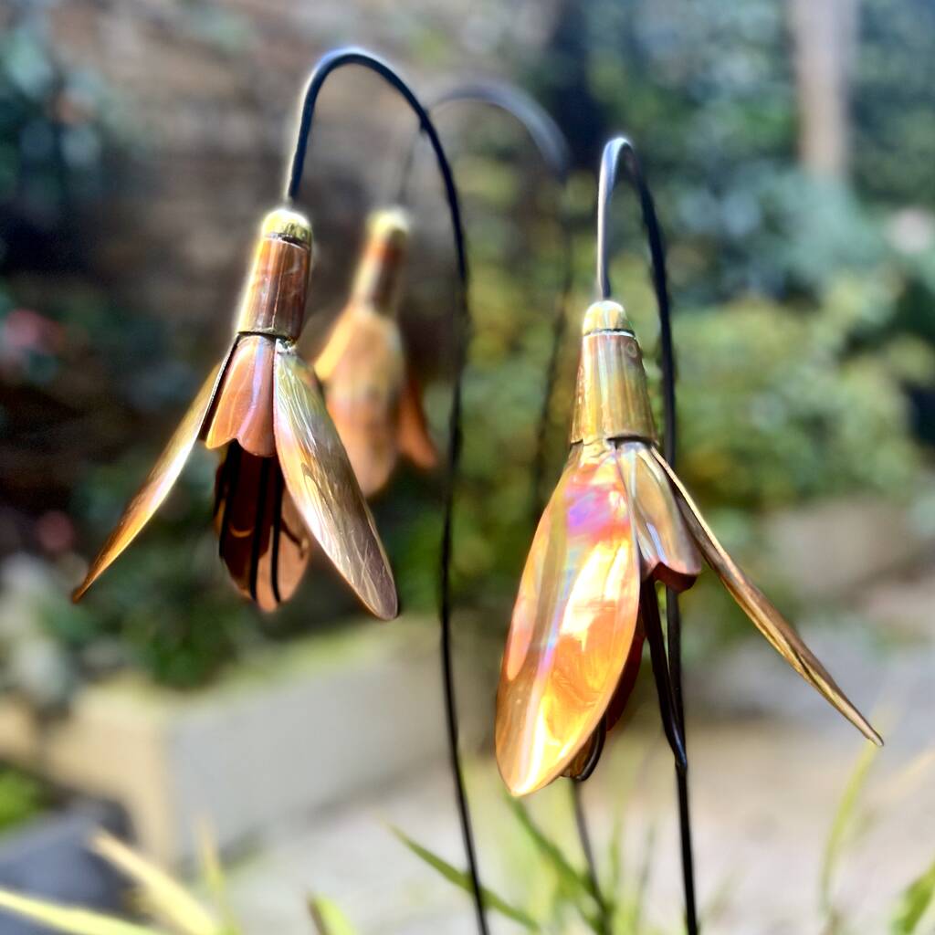 Set Of Three Copper Snowdrop Garden Sculptures PRE ORDER