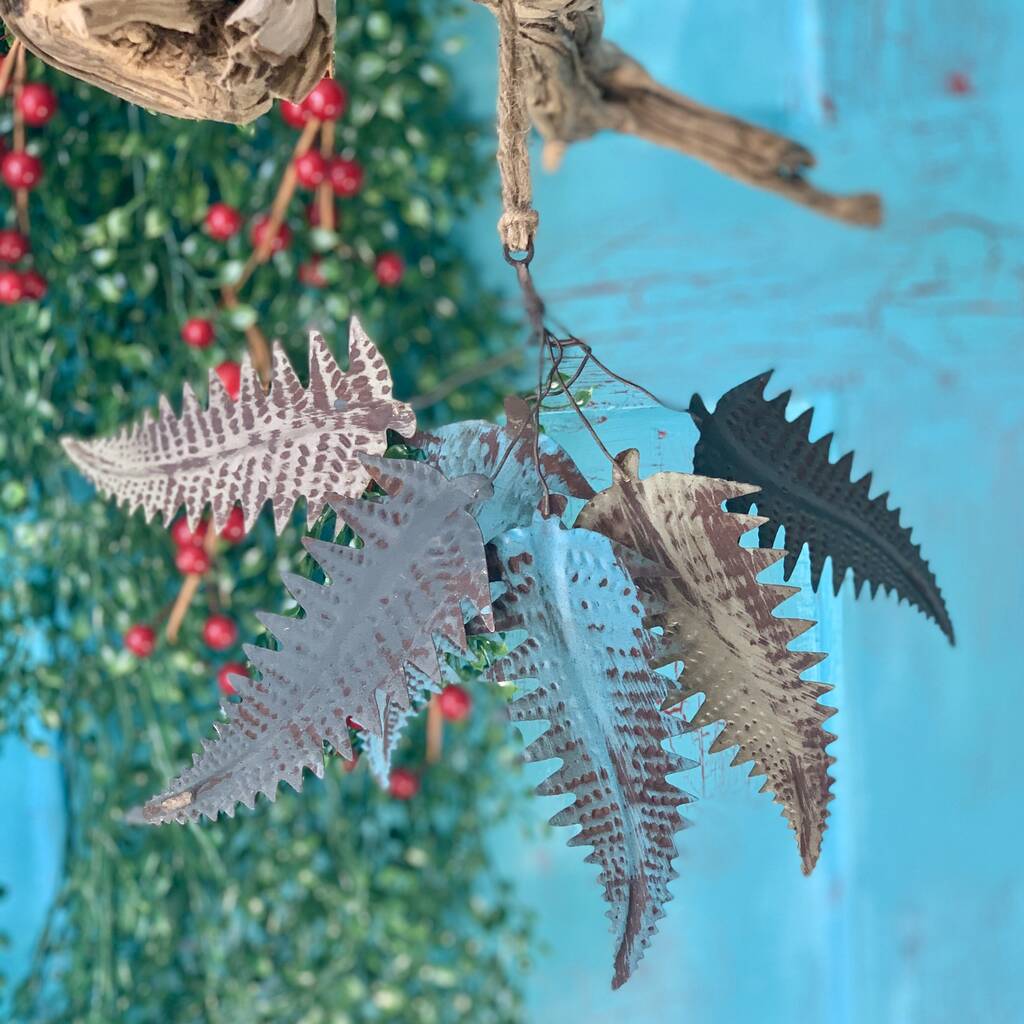 Verdigris Fern Leaves Decoration
