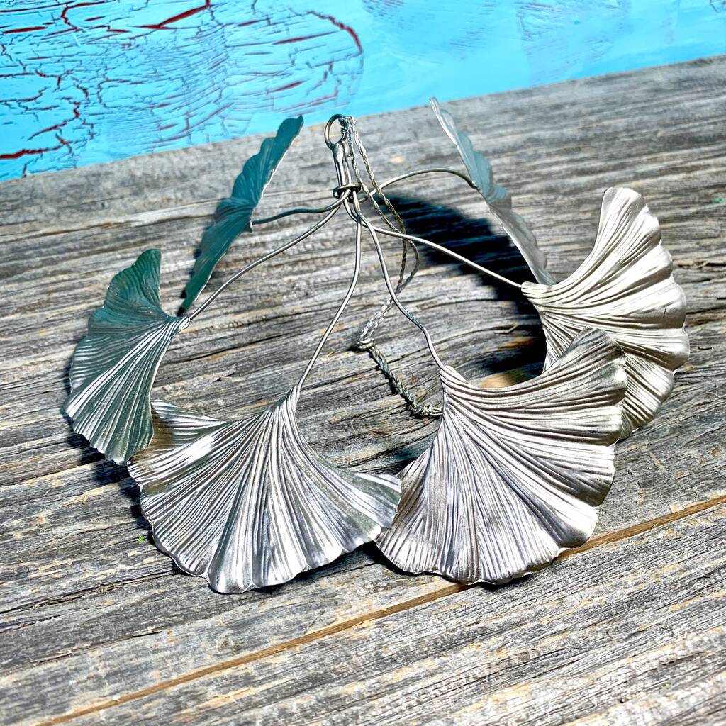 Hanging Silver Gingko Leaf Decoration