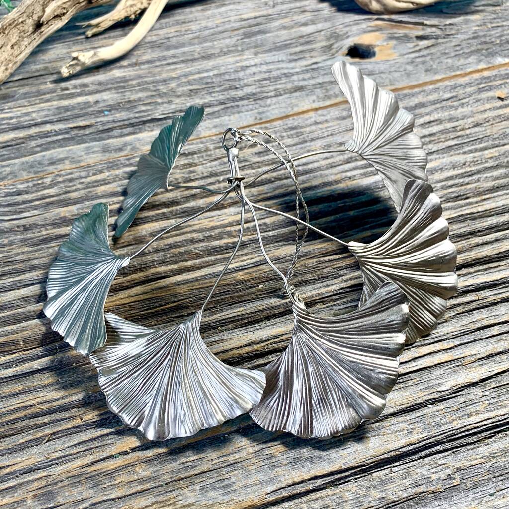 Hanging Silver Gingko Leaf Decoration