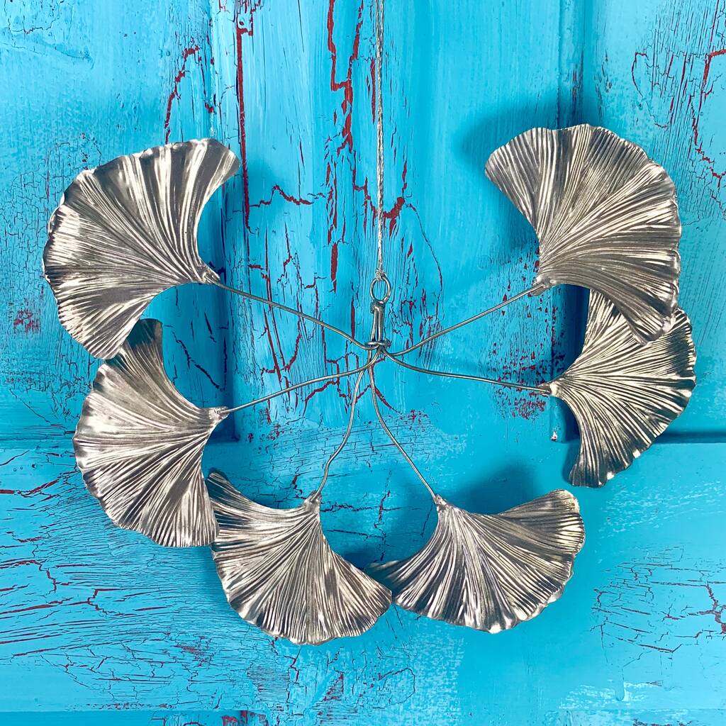 Hanging Silver Gingko Leaf Decoration