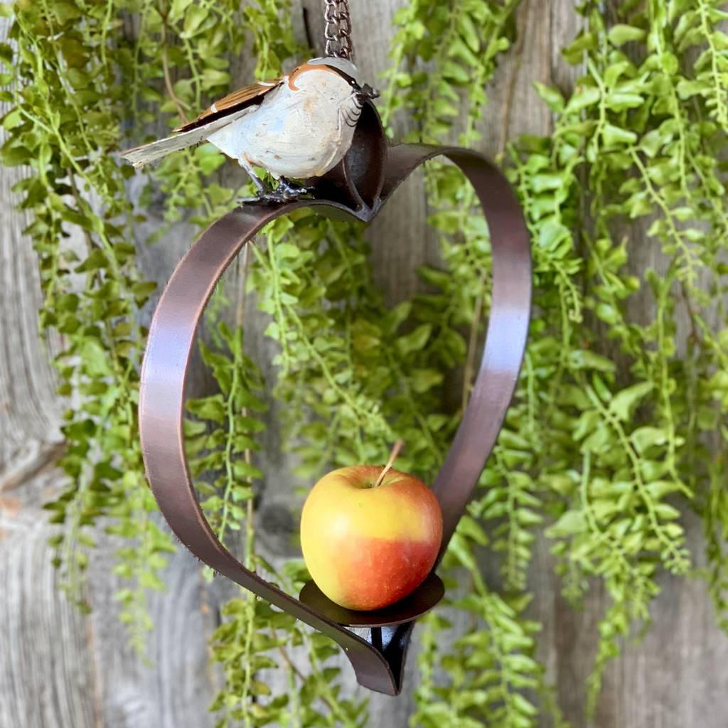Copper Heart Apple Bird Feeder