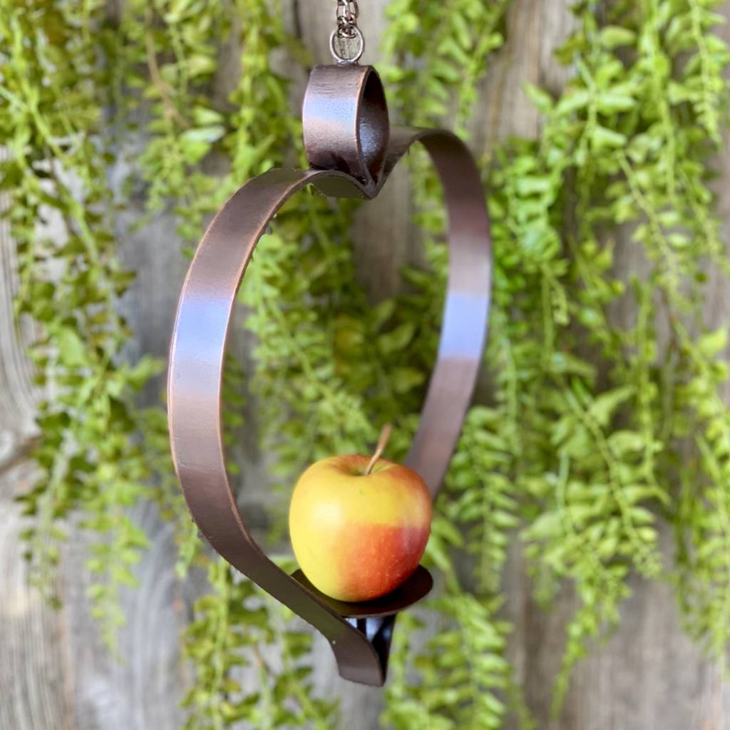 Copper Heart Apple Bird Feeder