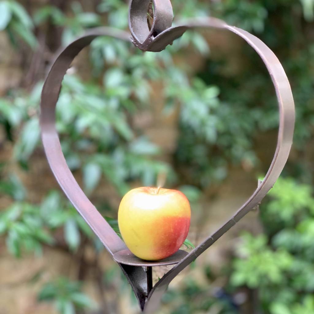 Copper Heart Apple Bird Feeder