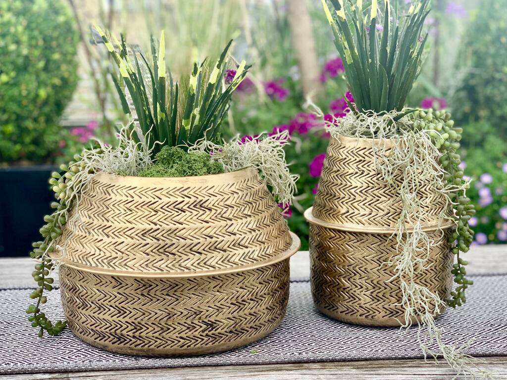 Brass Rattan Planter