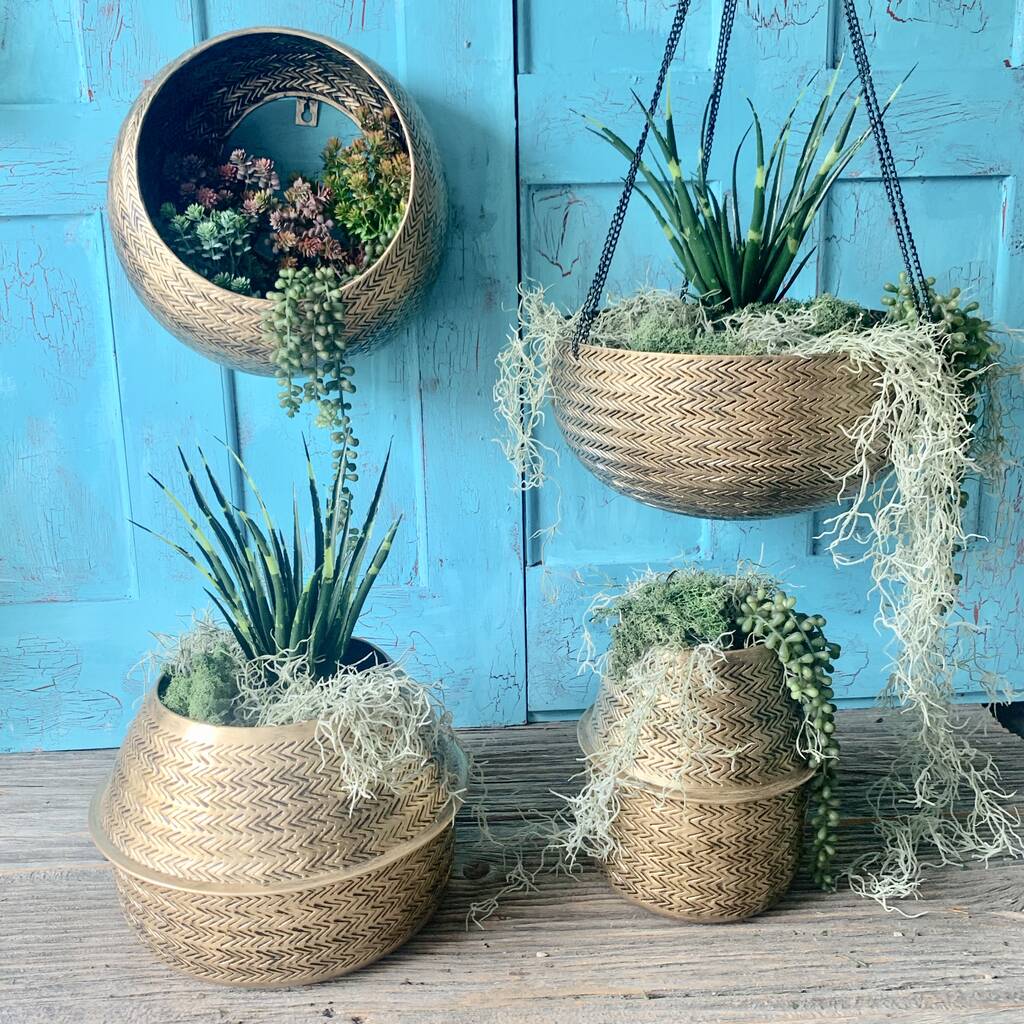 Brass Rattan Urn Planter