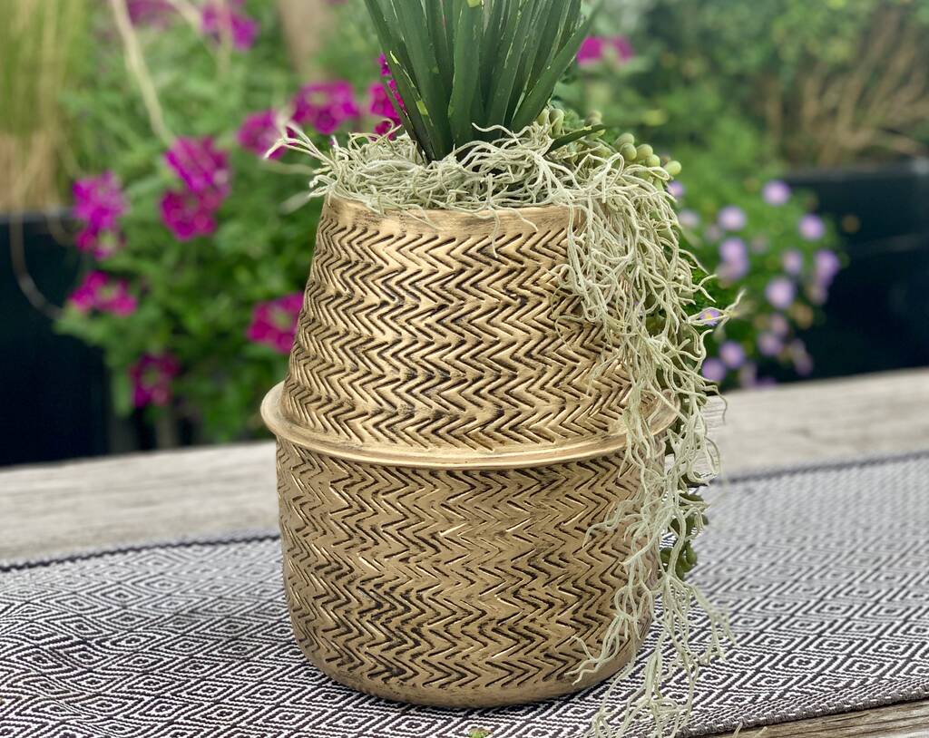 Brass Rattan Urn Planter