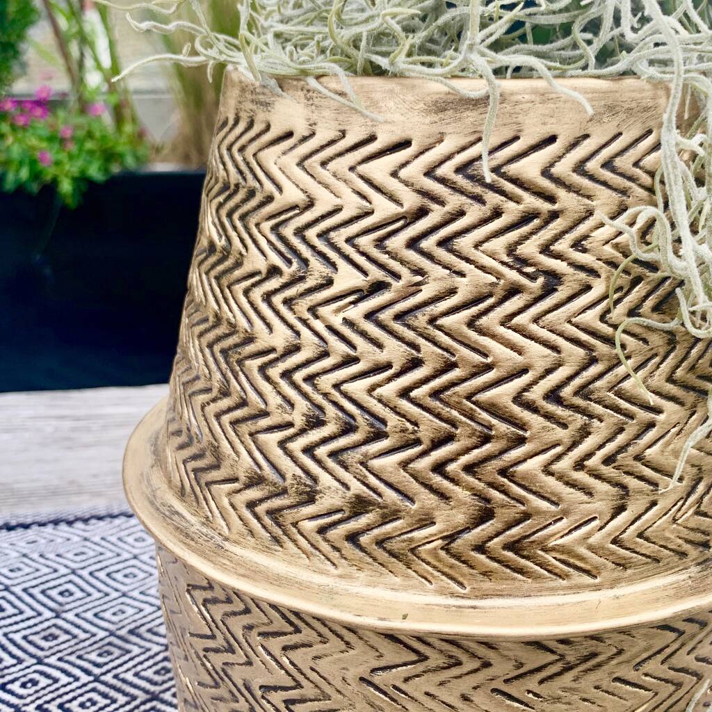 Brass Rattan Urn Planter