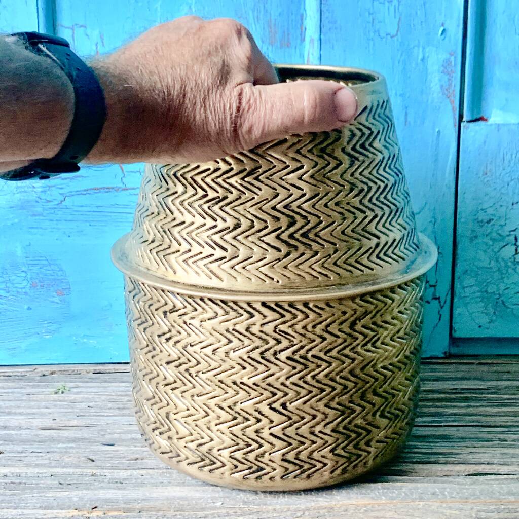 Brass Rattan Urn Planter