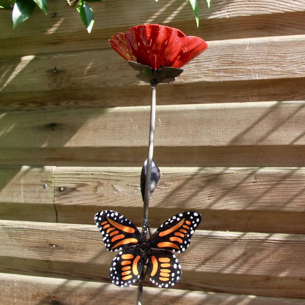 Red Poppy with Butterfly