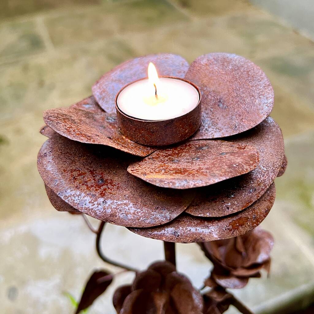 Rusty Floral Candle Holder Set/Two