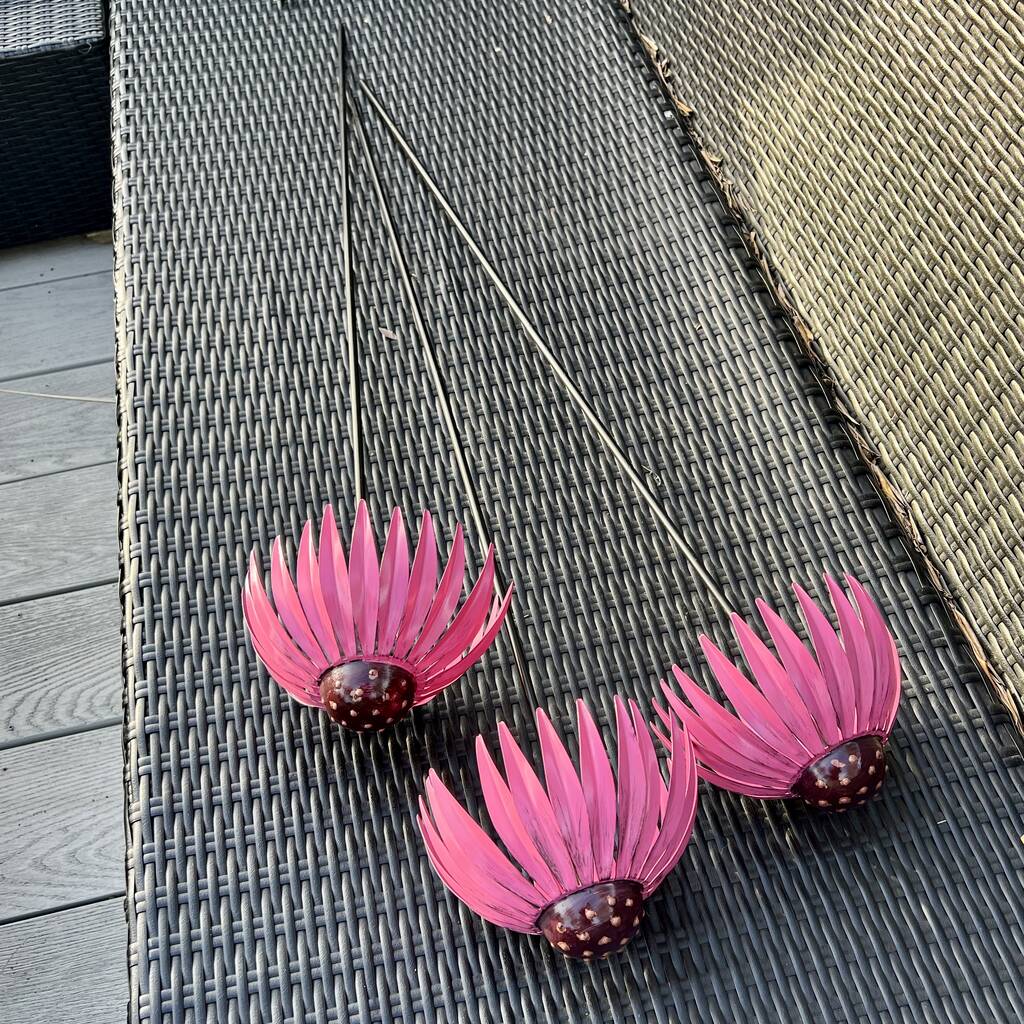 Set of 3 Echinacea Garden Sculptures