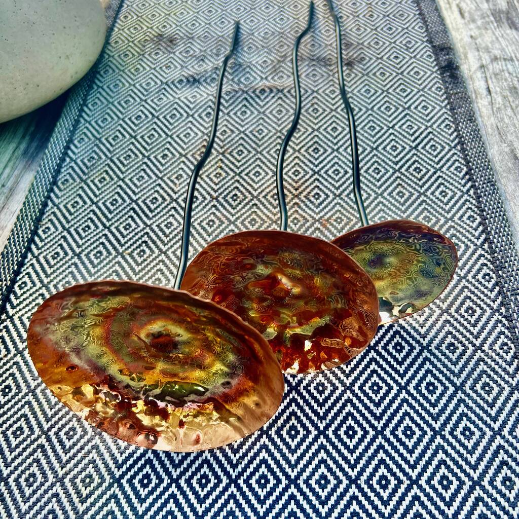 Set Of Three Copper Chalice Garden Pot Sculptures