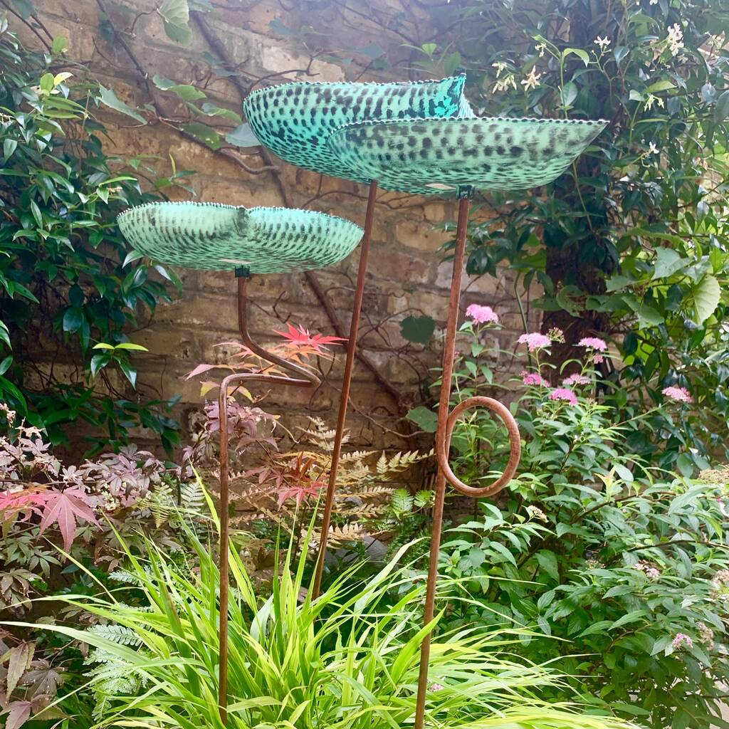 Set of 3 Verdigris Leaf Sculptures