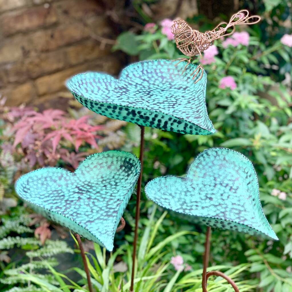 Set of 3 Verdigris Leaf Sculptures