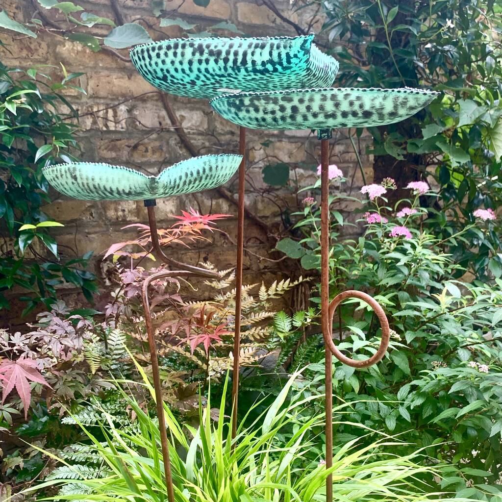 Set of 3 Verdigris Leaf Sculptures