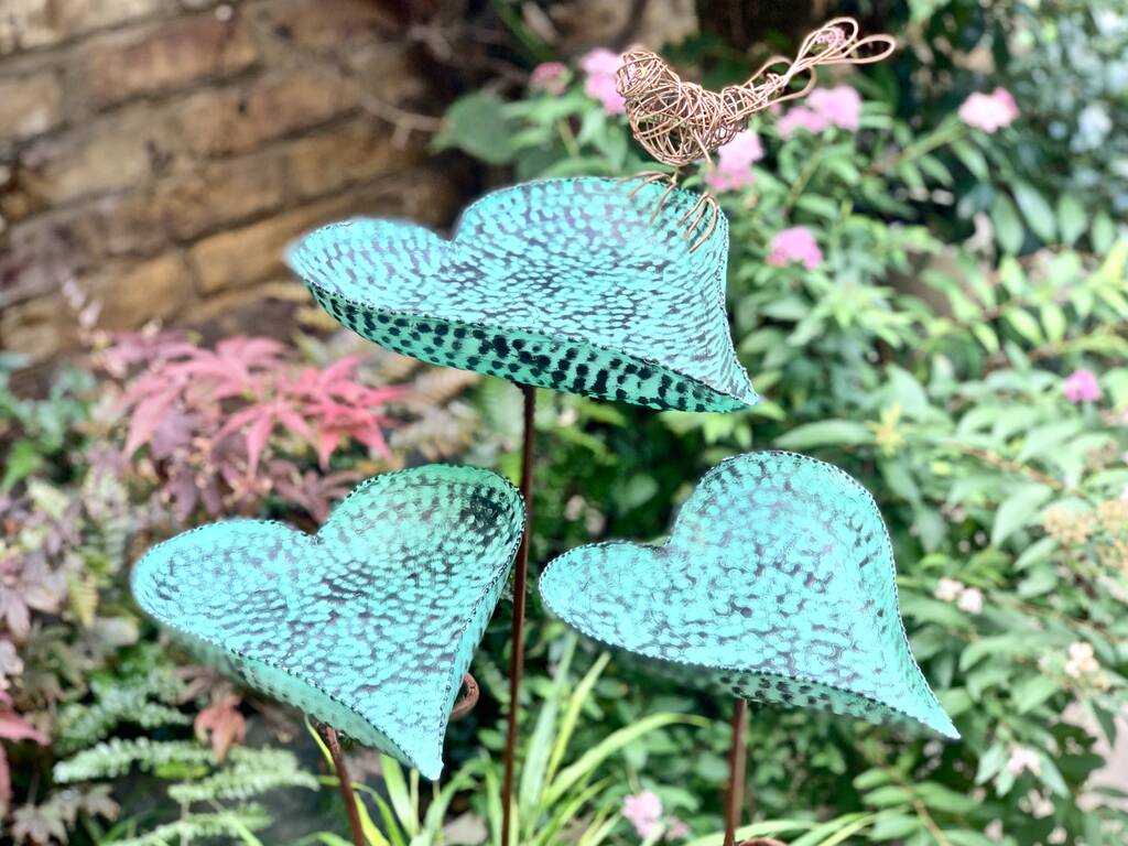 Set of 3 Verdigris Leaf Sculptures