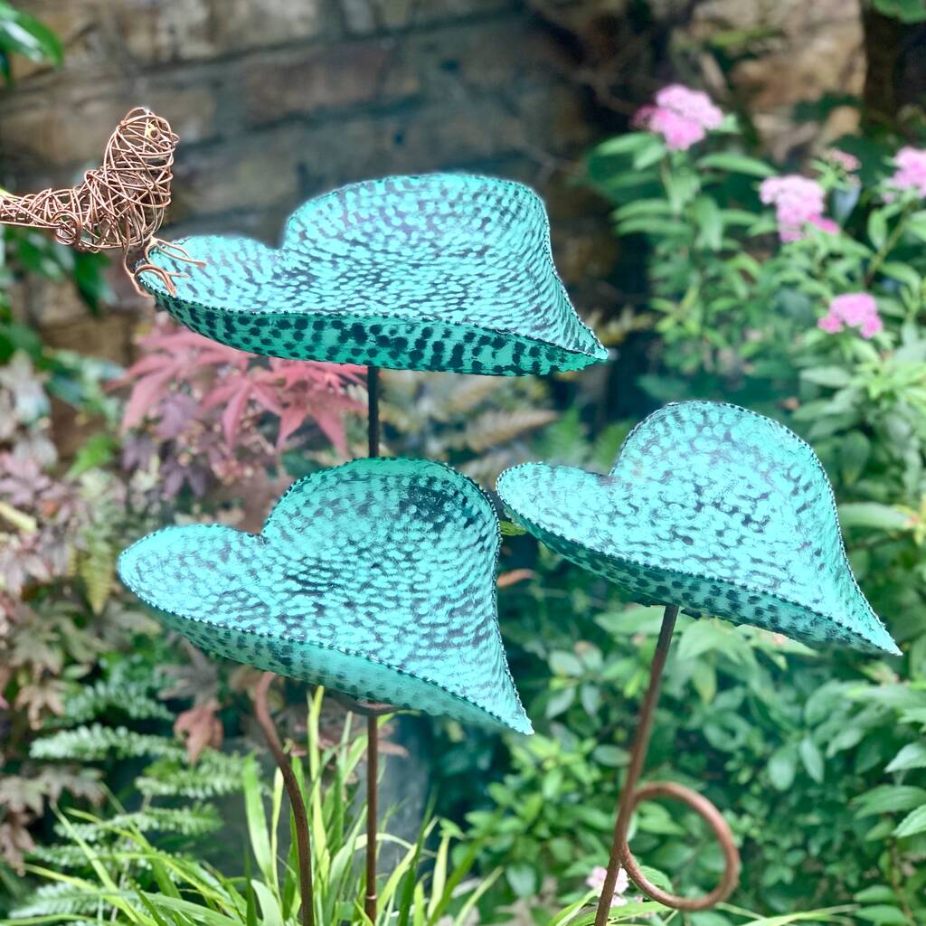 Set of 3 Verdigris Leaf Sculptures