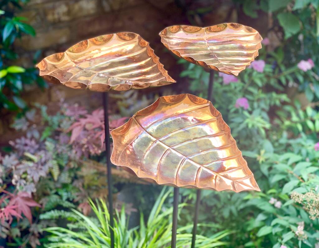 Set/3 Leaf Birdbath Stakes