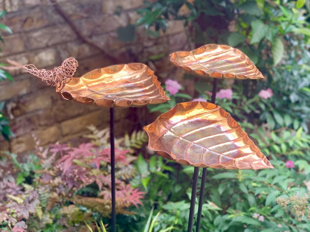 Set/3 Leaf Birdbath Stakes