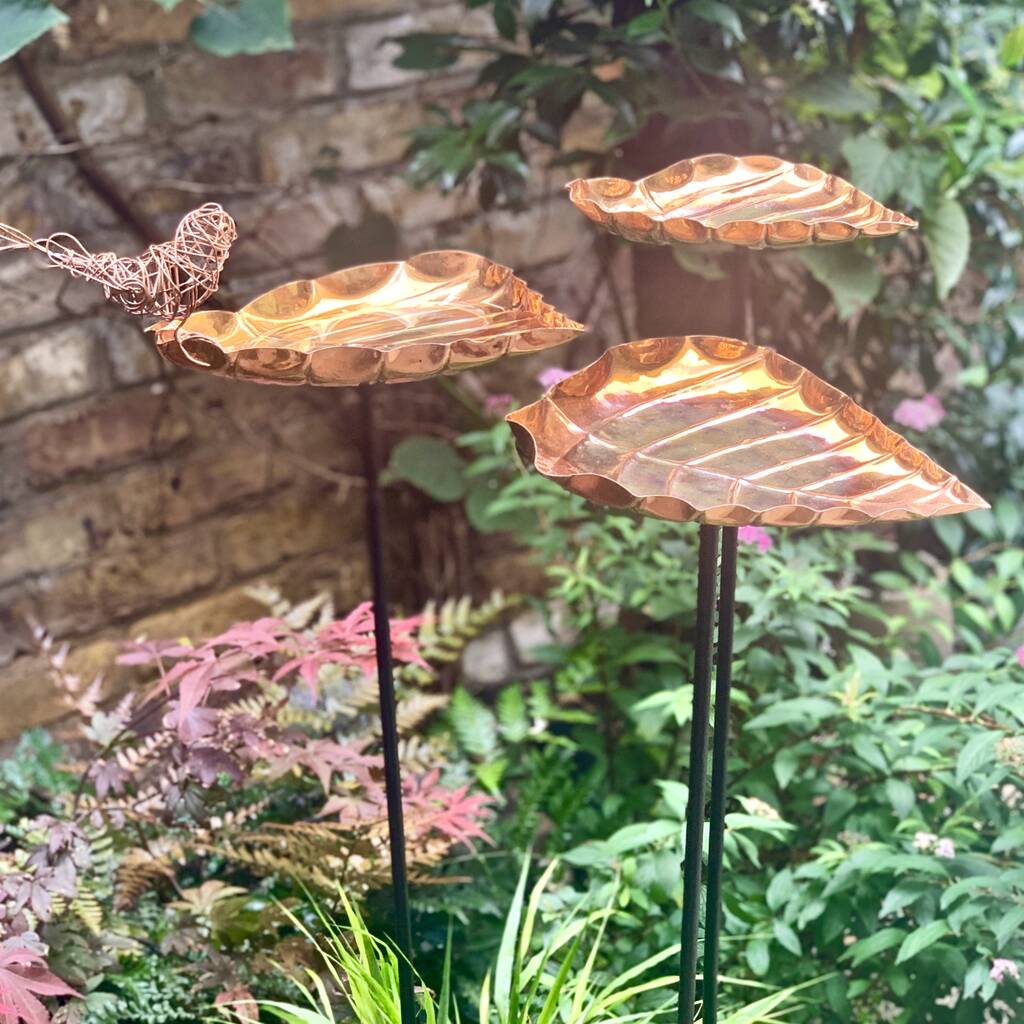 Set/3 Leaf Birdbath Stakes