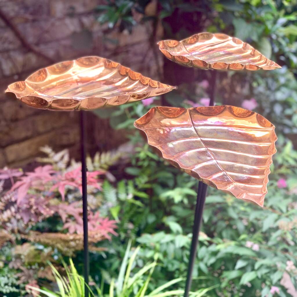 Set/3 Leaf Birdbath Stakes