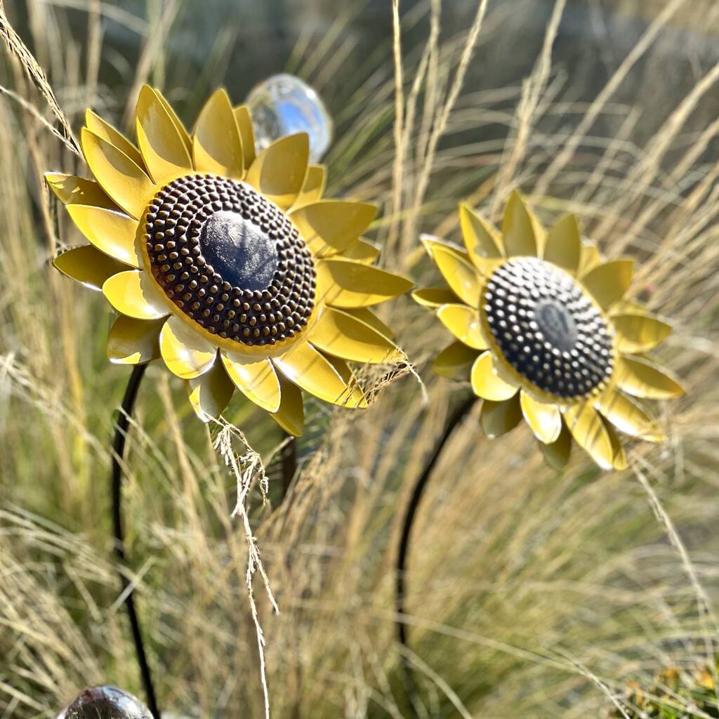 Two Sunflower Garden Sculptures