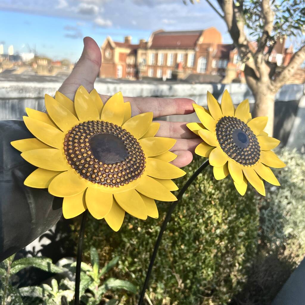Two Sunflower Garden Sculptures