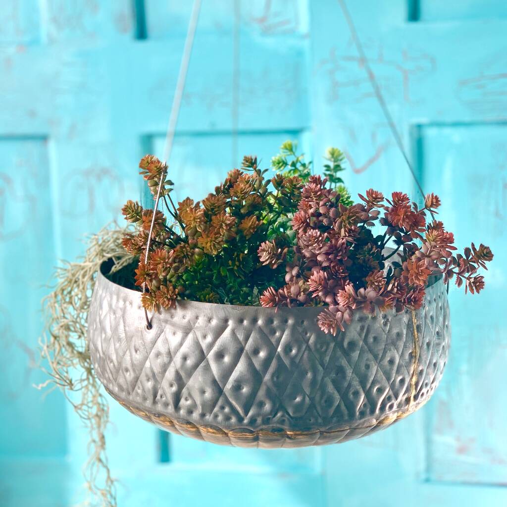 diamond hanging planter Zinc Hanging Diamond Planter – London Garden Trading