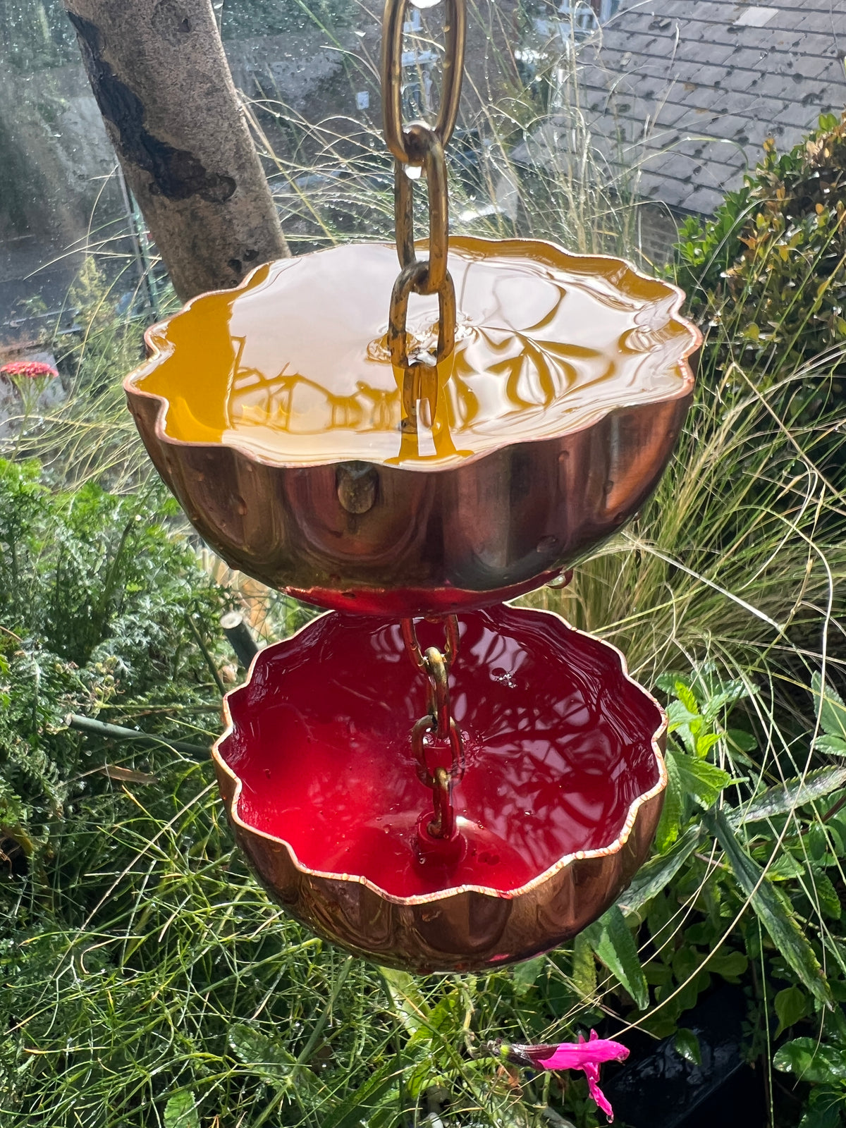 Copper Hanging Raincatchers Hot Colours